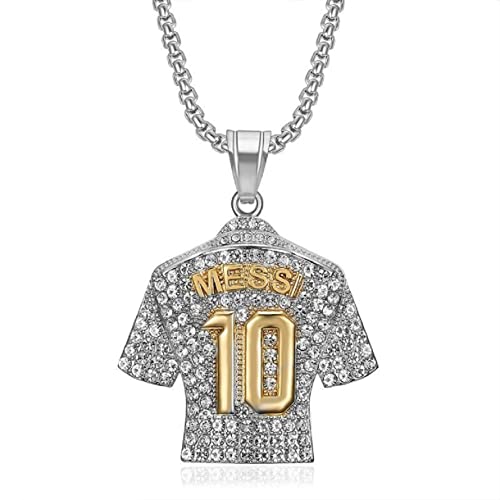 Nummer 10 Fußball Jersey Anhänger, Nummer 10 Jersey Fußball Halskette für Männer, Nummer 10 Fußball Halskette Fußball Charme Schmuck, Felsen Fußball Jersey Halskette Fußballspieler Nummer 10 Anhänger von MayiaHey