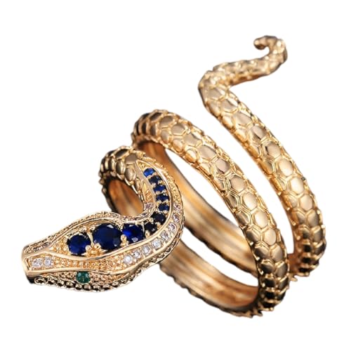Schlange Ring aus Gold, Schlangenring Reptil für Herren, Tierring mit blauem Kristall, Schlangenschmuck, blauer Stein, Schlangenring, Schlangenring, gerollter Schlangenring, Nicht-Edelmetall, Nicht Schlange Ring aus Gold, Schlangenring Reptil für Herren, Tierring mit blauem Kristall, Schlangenschmuck, blauer Stein, Schlangenring, Schlangenring, gerollter Schlangenring, Nicht-Edelmetall, Nicht von MayiaHey