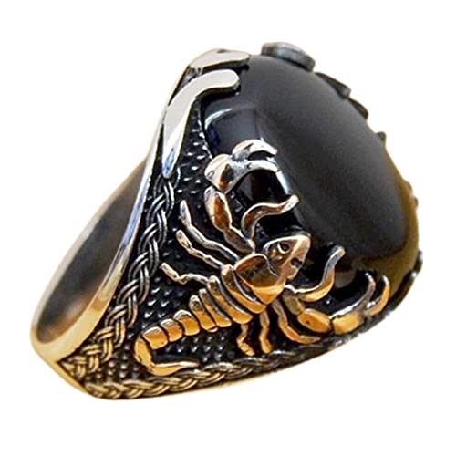 Skorpion-Ring, Gotischer Skorpion-Ring für Männer, Nordischer Wikinger-Skorpion-Amulett-Ring Skorpion-Schmuck, Keltischer Skorpion-Ring Hip-Hop-Skorpion-Band-Ring Skorpion-Tier-Ring (18.9, Schwarz) von MayiaHey