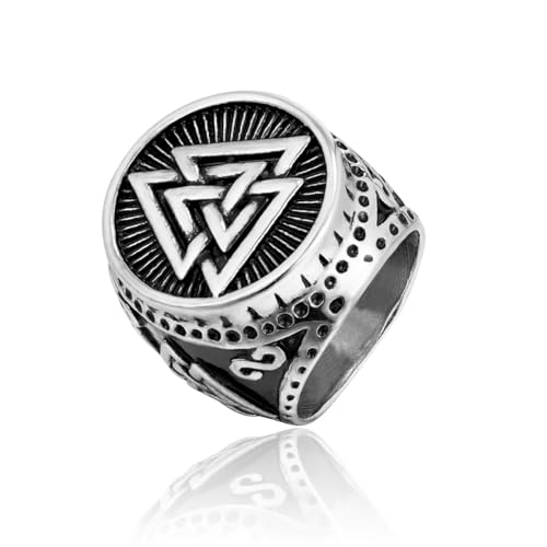 Walknut Ring, Odin Walknut Ring für Männer, Nordischer Wikinger Odin Symbol Ring Odin Schmuck, Jahrgang Keltischer Knoten Ring Nordischer Walknut Rune Ring Punk Alter Krieger Talisman Ring (17.3) von MayiaHey