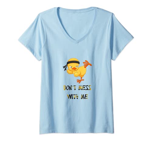 Damen Leg dich nicht mit mir an Karate Chick T-Shirt mit V-Ausschnitt Damen Leg dich nicht mit mir an Karate Chick T-Shirt mit V-Ausschnitt von Mayific