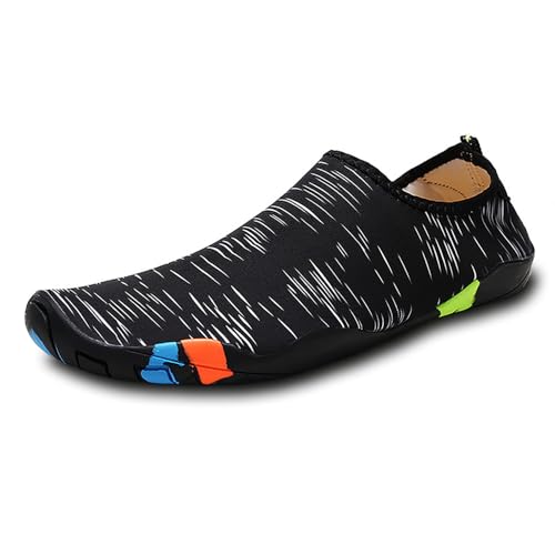 Maykafay Unisex Badeschuhe Schwimmschuhe Schnell Trocken Wasserschuhe Aquaschuhe Belüftet Schnell Trocknend Strandschuhe, Schwarz, Schuhgröße: 42 von Maykafay