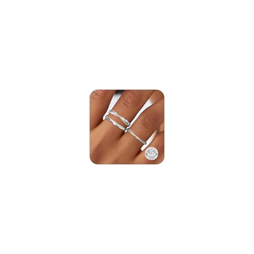 Maynor 3 Stück Ringe Silber 925 Damen Ring Frauen Cubic Zirkonia Verlobungsring Damen Verstellbare Statement Ring Damen Stapelbare Daumenring Fingerring Set Schmuck von Maynor