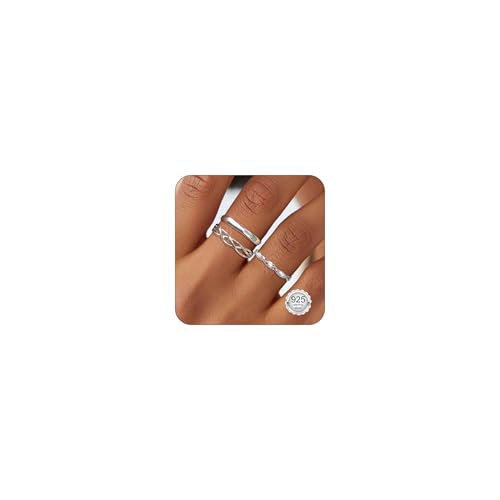 Maynor 3 Stück Ringe Silber 925 Damen Ring Frauen Cubic Zirkonia Verlobungsring Damen Verstellbare Statement Ring Damen Stapelbare Daumenring Fingerring Set Schmuck von Maynor