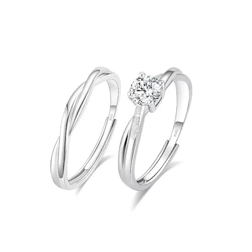 Maynor Eheringe Silber Damen & Herren Trauringe Paar Ringe Silber 925 Ring mit Cubic Zirkonia Verlobungsring Partnerringe Freundschaftsringe Verstellbare Stapelbare Daumenring Fingerring Set Schmuck von Maynor