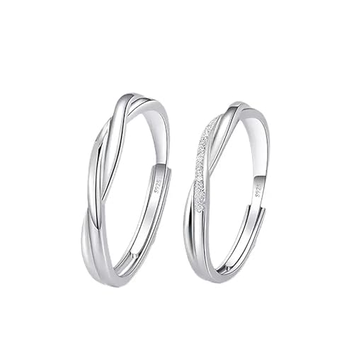 Maynor Eheringe Silber Damen & Herren Trauringe Paar Ringe Silber 925 Ring mit Cubic Zirkonia Verlobungsring Partnerringe Freundschaftsringe Verstellbare Stapelbare Daumenring Fingerring Set Schmuck von Maynor