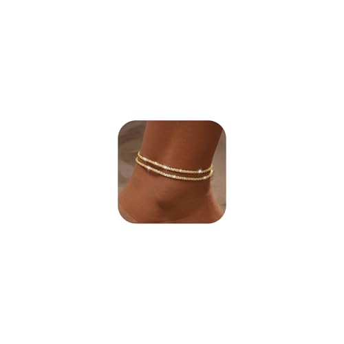 Maynor Fußkettchen für Damen Frauen Silber 925 Gold mit Herz Anhänger Fussketten Verstellbare Stapelbare Fußkette für Mädchen Handmade Sommer Strand Schmuck Geschenk von Maynor