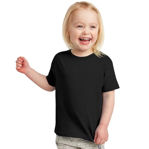 Mädchen Kurzarm T Shirts Sommer T Shirt Mädchen Rundhalsausschnitt Tshirt Oversized Casual T Shirt Oberteile Bequemes (DE/NL/SE/PL, Numerisch, 120, Regular, Standard, Schwarz) von Mayoii