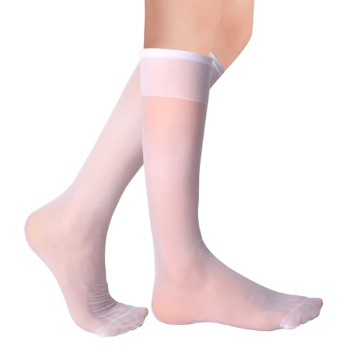 Mayoii 3 Paar Damen Kniestrümpfe, 15D Transparente Elastisch Stützstrümpfe, Weiche Nylon Kniestrümpfe für Damen (Weiß) von Mayoii