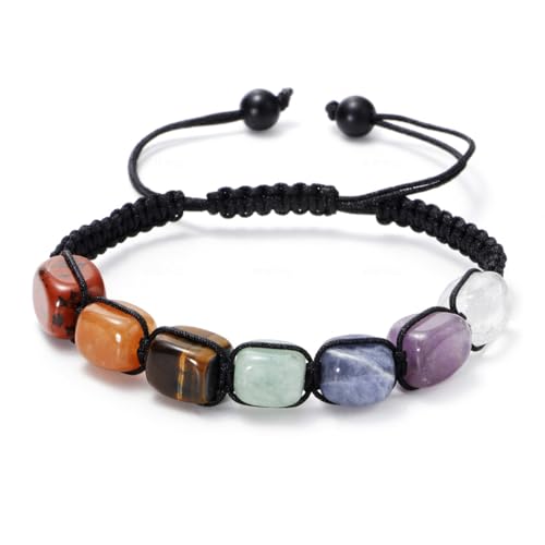 Mayoii 7 Chakren Armband Naturstein, Armband Kristall, Chakra Armbander fur Frauen,Glück Edelstein Armband, 7 Chakra Armband, Chakra Armband Echte Steine,Heilsteine Armband von Mayoii
