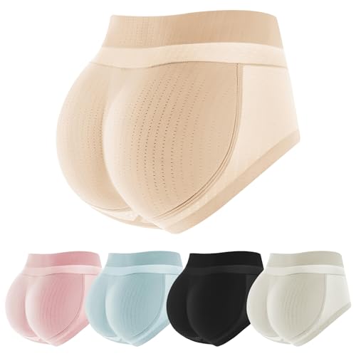 Mayoii Damen High Waist Push Up Unterhose – Atmungsaktive Po Push-Up Hose mit Gesäßpolstern – Figurformende Po Push Up Shorts (DE/NL/SE/PL, Alphanumerisch, M, Regular, Regular, Khaki) von Mayoii