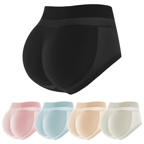 Mayoii Damen High Waist Push Up Unterhose – Atmungsaktive Po Push-Up Hose mit Gesäßpolstern – Figurformende Po Push Up Shorts (DE/NL/SE/PL, Alphanumerisch, M, Regular, Regular, Schwarz) von Mayoii