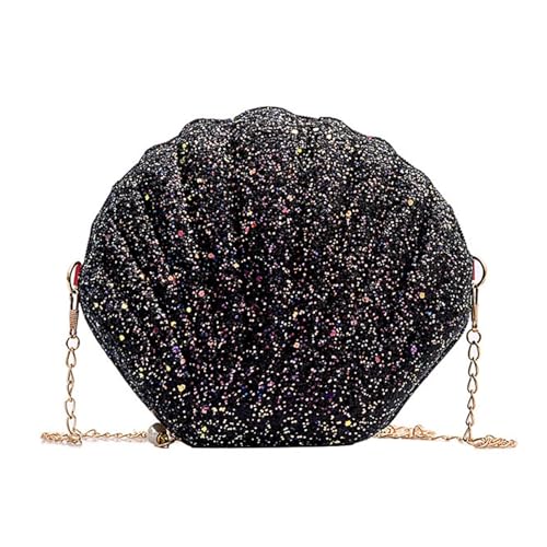 Mayoii Muscheltasche Glitzer Tasche Pailletten Handtasche Abendtasche Elegante Geschenk (Schwarz) von Mayoii