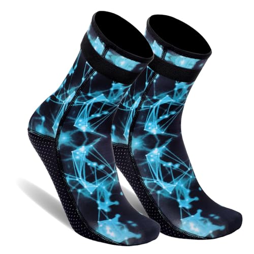 Mayoii Neoprensocken, 3 mm Neoprenanzug, Thermosocken für Damen und Herren, rutschfeste Schwimmsocken zum Schwimmen, Segeln, blau, S von Mayoii
