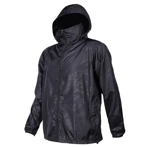 Mayoii Ultraleichte Regenjacke Herren Wasserdichte Atmungsaktive Outdoor Jacke für Männer,Faltbarer Windbreaker Herren (DE/NL/SE/PL, Alphanumerisch, L, Regular, Regular, Standard, Schwarz) von Mayoii