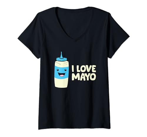 Damen Mayonnaise - I love Mayo T-Shirt mit V-Ausschnitt Damen Mayonnaise - I love Mayo T-Shirt mit V-Ausschnitt von Mayonnaise - I love Mayo Mohja
