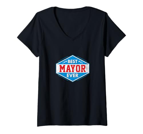 Damen Best Mayor Ever Award Idea, Wahl T-Shirt mit V-Ausschnitt von Mayor Apparel and Ideas
