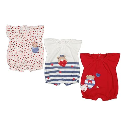 Baby-Strampler für Mädchen, Set mit 3 Stramplern, Baby-Pyjama, Sommer-Strampler, zum Schlafen, Babypelz für Mädchen, 1 Monat bis 18 Monate, rot, 56 cm von Mayoral