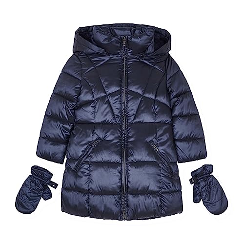 Mayoral - Mädchen Jacke Winterjacke Mäntel gefüttert lang mit Reißverschluss und Handschuhe, dunkelblau – 4441, Größe 128 von Mayoral