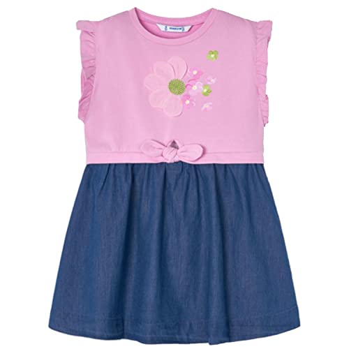 Mayoral - Mädchen Kleid Kurzarm, Bedruckt Blume, Schleife, gerüschte Ärmel, rosa - 3.939, Größe 134 von Mayoral