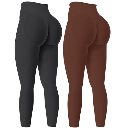 MAYROUND 2er-Pack Sport Leggings Damen Scrunch Butt Leggings Gym High Waist Booty Lifting Leggins Po Push Up Nahtlos Sporthose Lang von MAYROUND