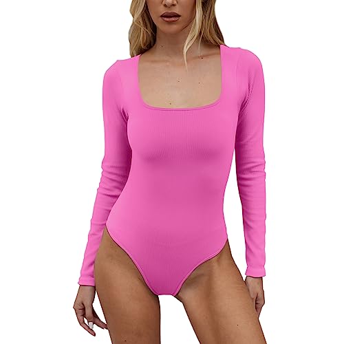 Mayround Damen Bodysuit Quadratischer Ausschnitt Langarm Oberteil Elegant Langarmbody für Frauen Formende Bodys Tops Für Frauen von Mayround