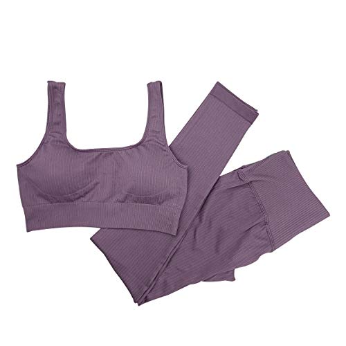 Mayround Yoga Outfits Workout Sets für Frauen 2 Stück gerippt nahtlos Yoga Outfits Sport BH und Leggings Set Trainingsanzüge 2 Stück von Mayround