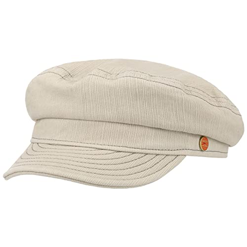 Mayser Altona Sunprotect Elbsegler Elbseglermütze Mütze Cap Baumwollcap Ballonmütze Schiffersmütze Damen/Herren - Made in The EU Damencap mit Schirm Frühling-Sommer - 55 cm Hellbeige von Mayser