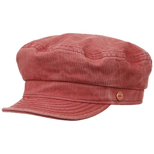 Mayser Altona Sunprotect Elbsegler Elbseglermütze Mütze Cap Baumwollcap Ballonmütze Schiffersmütze Damen/Herren - Made in The EU Damencap mit Schirm Frühling-Sommer - 55 cm rot von Mayser