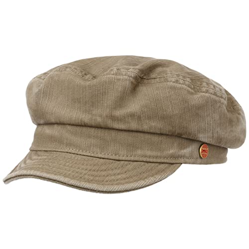 Mayser Altona Sunprotect Elbsegler Elbseglermütze Mütze Cap Baumwollcap Ballonmütze Schiffersmütze Damen/Herren - Made in The EU Damencap mit Schirm Frühling-Sommer - 58 cm Dunkelbeige von Mayser