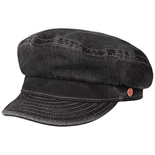 Mayser Altona Sunprotect Elbsegler Elbseglermütze Mütze Cap Baumwollcap Ballonmütze Schiffersmütze Damen/Herren - Made in The EU Damencap mit Schirm Frühling-Sommer - 58 cm schwarz von Mayser