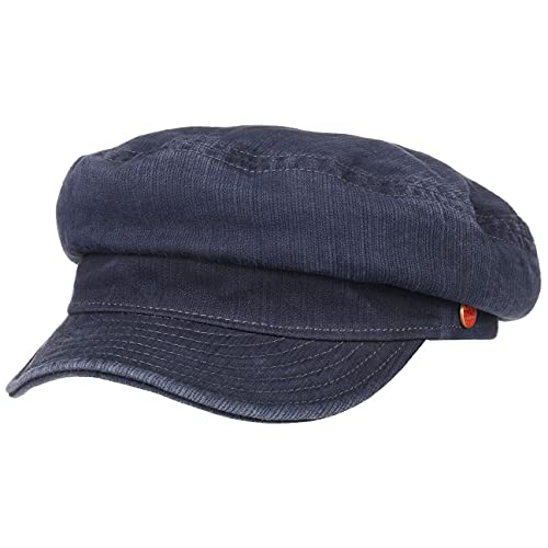 Mayser Altona Sunprotect Elbsegler Elbseglermütze Mütze Cap Baumwollcap Ballonmütze Schiffersmütze Damen/Herren - Made in The EU Damencap mit Schirm Sommer Frühling-Sommer - 62 cm dunkelblau von Mayser