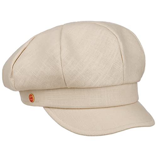 Mayser Antje Light Leinen Ballonmütze Newsboy Cap Leinencap Damencap Sommercap Damen - Made in The EU mit Schirm, Futter Sommer Frühling-Sommer - One Size Hellbeige von Mayser