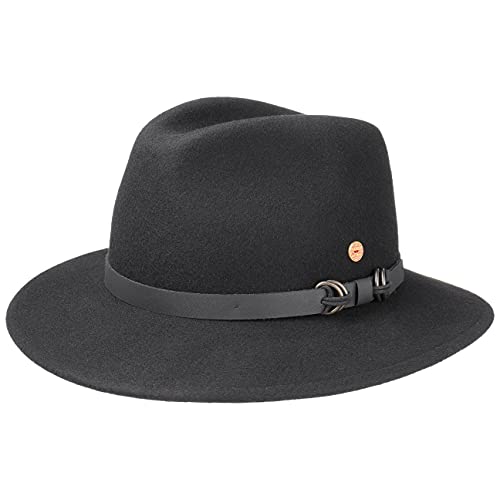Mayser Baron Georgia Wool Outdoorhut Herren - Made in The EU Rollhut Wollhut Reisehut mit Lederband, Lederband Winter Frühling-Sommer Herbst-Winter - 59 cm schwarz von Mayser