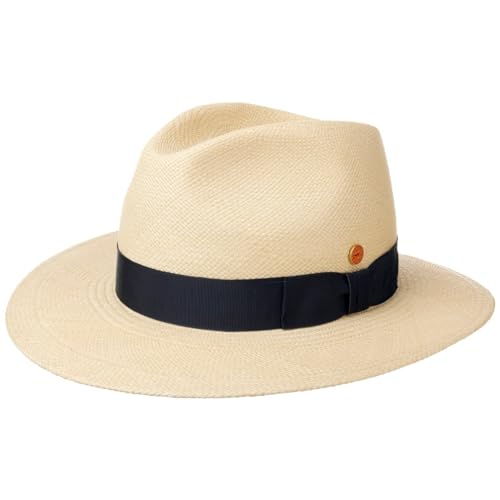 Mayser Blue Menton Panamastrohhut Fedora Traveller Hut UV-Schutz Made in EU Herren Sommer Natur 56 cm von Mayser