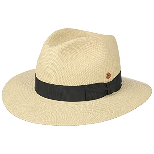 Mayser Brown Menton Panamahut Herren - Made in The EU UV-Schutz Sonnenhut Sun mit Ripsband Frühling-Sommer - 55 cm Natur von Mayser