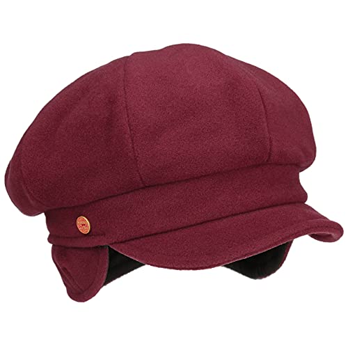 Mayser Camilla Ballonmütze mit Ohrenklappen Earflaps Wollcap Wintermütze Damenmütze Mütze Damen - Made in The EU Wintercap Schirm, Ohrenklappen, Futter, Futter Herbst-Winter - L (58-59 cm) Bordeaux von Mayser