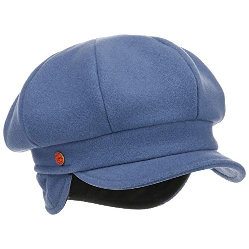 Mayser Camilla Ballonmütze mit Ohrenklappen Earflaps Wollcap Wintermütze Damenmütze Mütze Damen - Made in The EU Wintercap Schirm, Ohrenklappen, Futter, Futter Herbst-Winter - L (58-59 cm) blau von Mayser