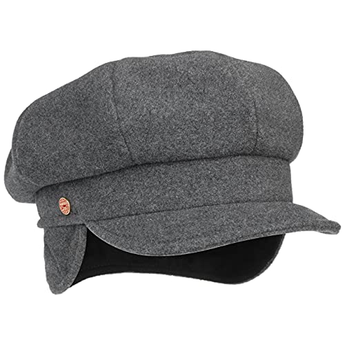 Mayser Camilla Ballonmütze mit Ohrenklappen Earflaps Wollcap Wintermütze Damenmütze Mütze Damen - Made in The EU Wintercap Schirm, Ohrenklappen, Futter, Futter Herbst-Winter - M (56-57 cm) anthrazit von Mayser