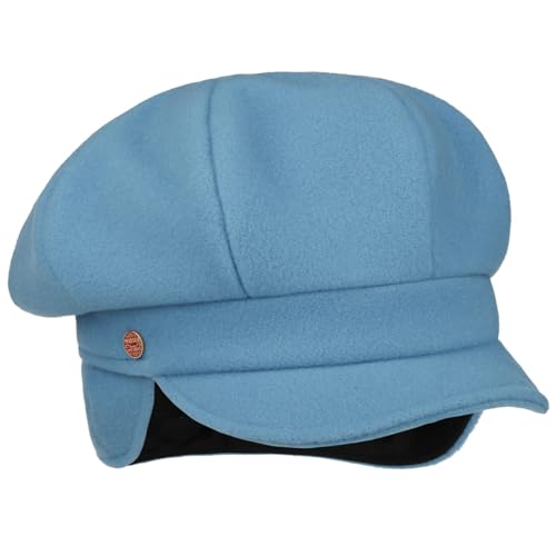 Mayser Camilla Ballonmütze mit Ohrenklappen Earflaps Wollcap Wintermütze Damenmütze Mütze Damen - Made in The EU Wintercap Schirm, Ohrenklappen, Futter, Futter Herbst-Winter - M (56-57 cm) blau von Mayser