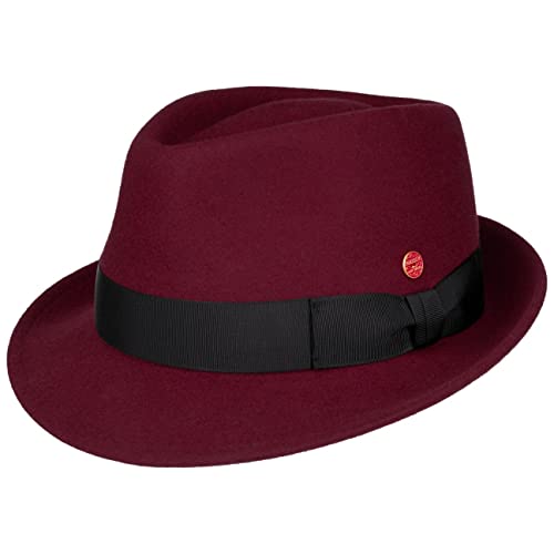 Mayser Classico Trilby Fedora Wollfilz Handmade Ripsband Made in EU Herren Sommer Winter Bordeaux 56 cm von Mayser