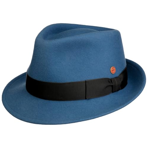 Mayser Classico Trilby Hut Damen/Herren - Made in The EU Wollhut Filzhut Herrenhut mit Ripsband Winter Frühling-Sommer Herbst-Winter - 59 cm blau von Mayser