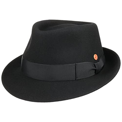 Mayser Classico Trilby Hut Damen/Herren - Made in The EU Wollhut Filzhut Herrenhut mit Ripsband Winter Frühling-Sommer Herbst-Winter - 59 cm schwarz von Mayser
