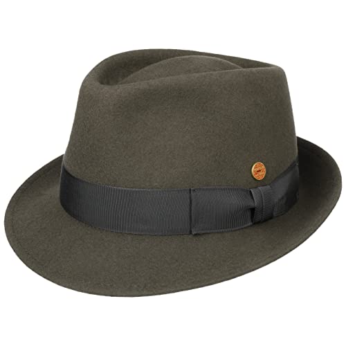 Mayser Classico Trilby Fedora Wollfilz Handmade Ripsband Made in EU Herren Sommer Winter Taupe 61 cm von Mayser