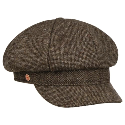 Mayser Coco Tweed Ballonmütze Schirmmütze Baker-Boy-Mütze Newsboy-Mütze Damencap Damen - Made in The EU mit Schirm, Futter, Futter Winter Herbst-Winter - S (55-56 cm) Dunkelbraun von Mayser