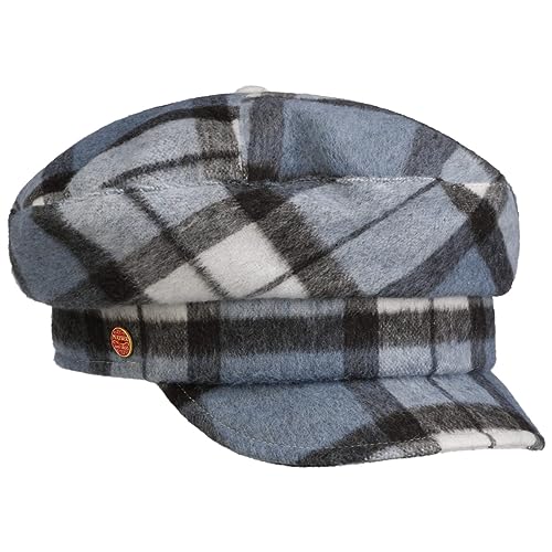 Mayser Debby Check Elbsegler Schirmmütze Elbseglermütze Damencap Baker-Boy-Mütze Ballonmütze Damen - Made in The EU mit Schirm, Futter Herbst-Winter - M (57-58 cm) blau von Mayser