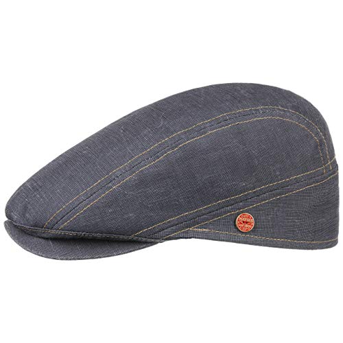 Mayser Delian UV-Schutz Flatcap Baumwollcap Schirmmütze Schiebermütze Sommercap Leinencap Herren - Made in The EU mit Schirm, Schirm Frühling-Sommer - 57 cm blau von Mayser