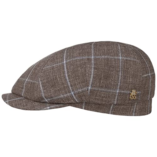 Mayser Emil Check Leinen Flatcap Zechbauer Schirmmütze Ballonmütze Leinencap Herren - Made in The EU mit Schirm, Futter, Futter Frühling-Sommer - 59 cm braun von Mayser