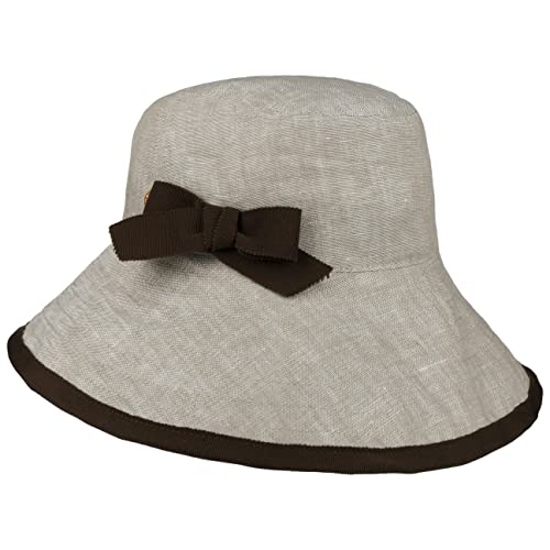Mayser Enna Melange Damenhut Leinenhut Stoffhut Sommerhut Sonnenhut Gartenhut Damen - Made in The EU Sommer Frühling-Sommer - M (57-58 cm) Hellbeige von Mayser