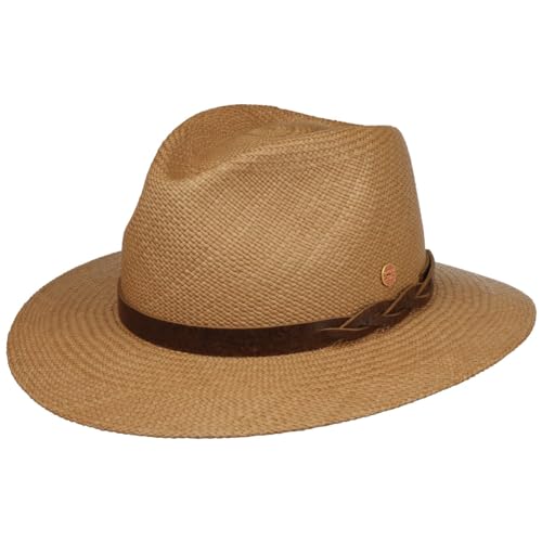 Mayser Enrico Traveller Panamahut Panamastrohhut Strohhut Sonnenhut Sommerhut Herren - Made in The EU mit Lederband Sommer Frühling-Sommer - 59 cm Hellbraun von Mayser